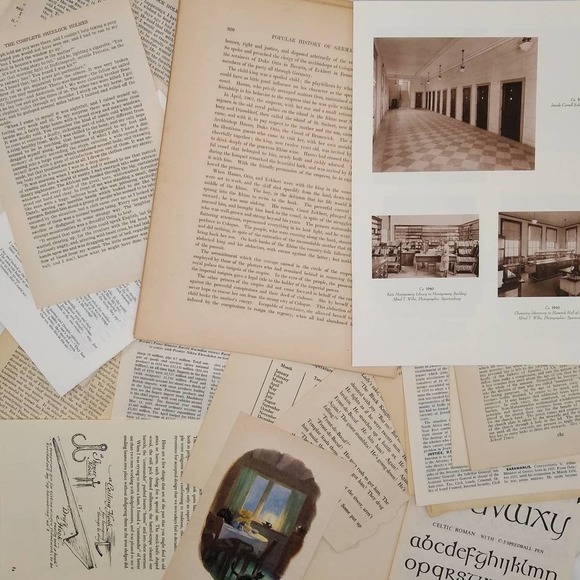 Very Vintage Book Pages, Old Book Page Bundle, Assorted Book Pages - Picture 4 of 10